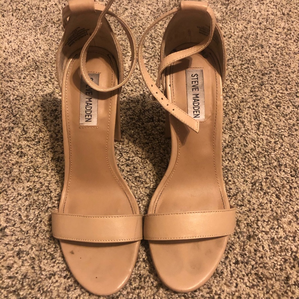 Nude ankle strap heels